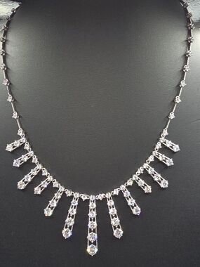 Esposito 925 Sterling CZ Drop Necklace Fringe Dangle Tennis Style Bridal 18”